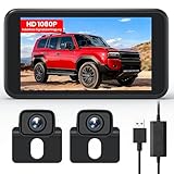 AUTO-VOX 2 Rückfahrkamera Kabellos：Mit 5 USB-Monitor, Dual-Split-Screen, 1080P HD & Farbnachtsicht, 30-Minuten Installation, IP69K-Wasserschutz Funk Rückfahrkamera Für SUV, Pickup und Auto