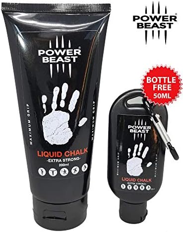 POWER BEAST Liquid Chalk, Sport Chalk, No More Sweat, Extreme Grip, Gym, Rock Climbing, Tennis, Padel, Calisthenics, Weightlifting, Climbing, Pole Dance, Bodybuilding, Cross Training + 50Ml.
