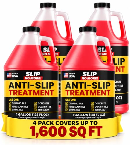 Image of Anti Slip Tile Treatment (4 Gal) Non-Slip Floor Treatment for Grip on Stone, Porcelain & Ceramic. Indoor & Outdoor, Residential & Commercial Slip Prevention, Works Fast for Lasting Traction