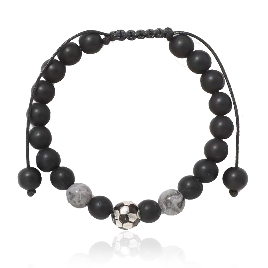 BAUCH Regalo Niño 10 Años 1 Pieza Pulsera Tejida Negra Mate con Tema de Fútbol（Para Fanáticos de Fútbol Cotidiano & Regalo ）