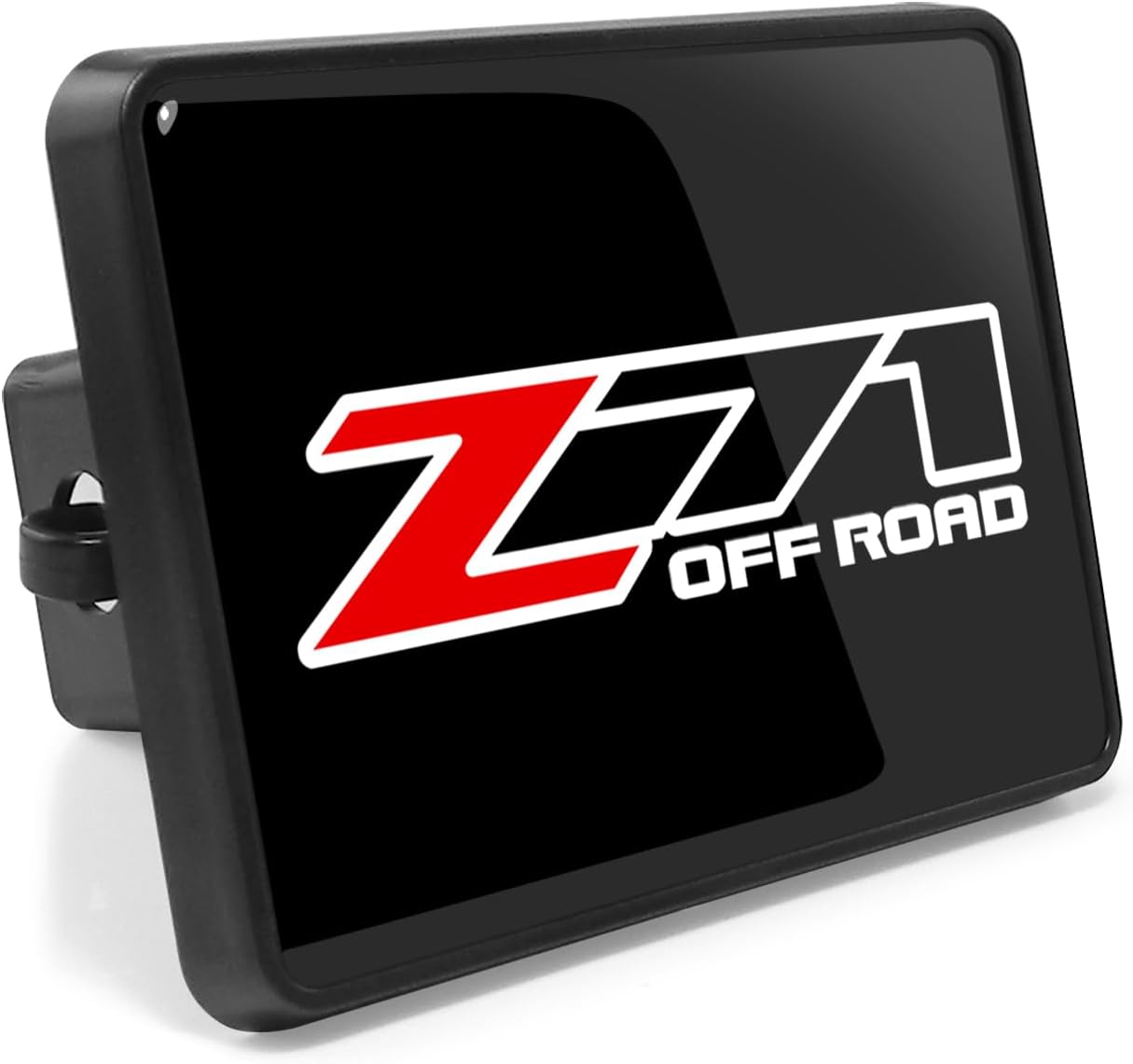 iPick Image for Chevrolet Z71 Off Road UV Graphic Black Plate on ABS Plastic 2 inch Tow Hitch Cover - Official Licensed