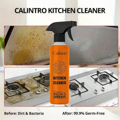 Image of Kitchen Cleaner 500 ml - Powerful Degreaser Spray with Lemon Freshness | Multi-Purpose Oil, Grease & Stain Remover for Gas Stove, Chimney, Sink, Tiles & Kitchen Surfaces, Safe & Effective