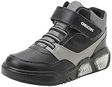 Geox J ILLUMINUS Boy Sneaker, Black/DK Grey, 35 EU