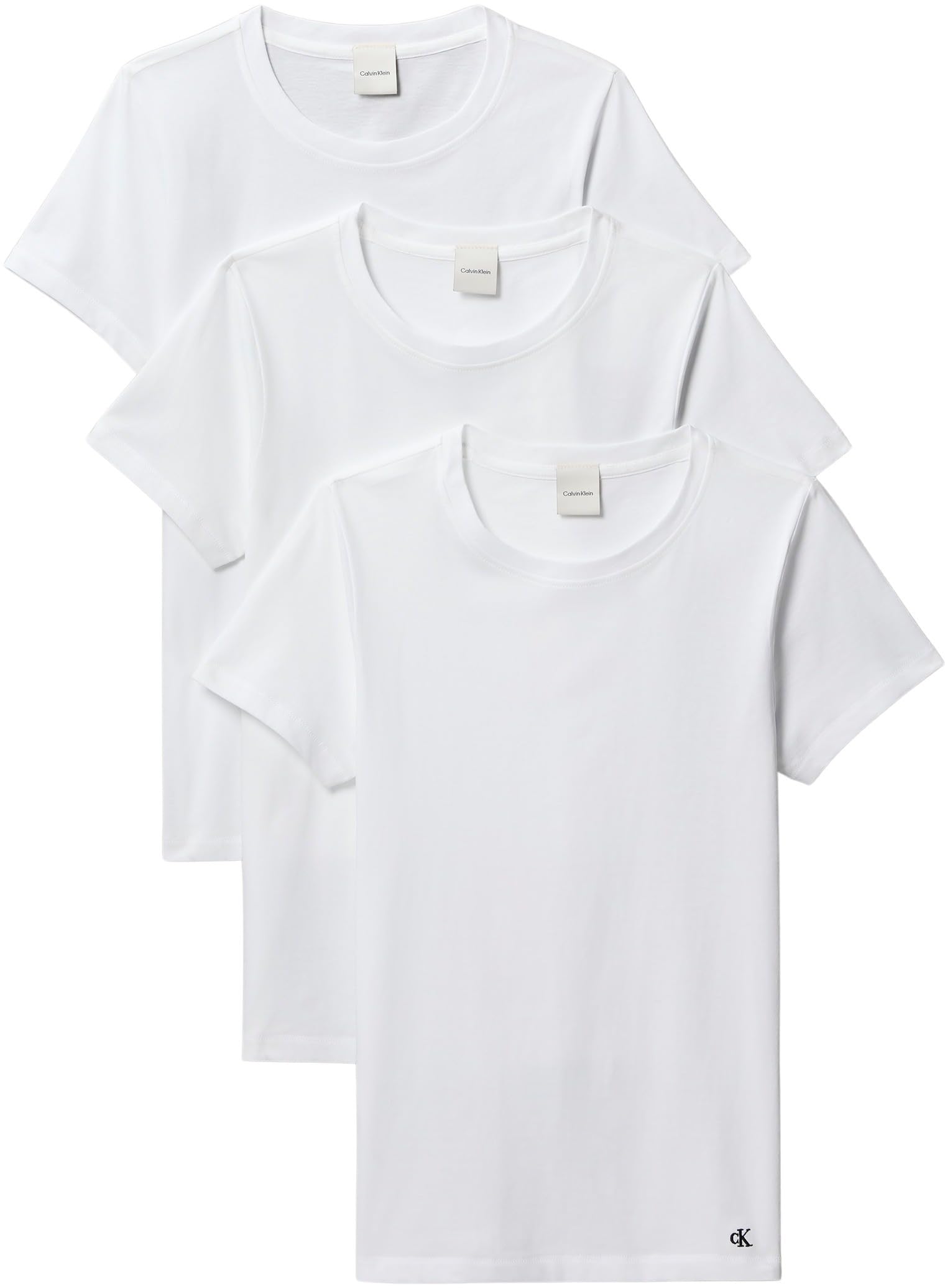 Calvin Klein Damen 3er Pack T-Shirts Kurzarm Cotton Tee mit Rundhalsausschnitt