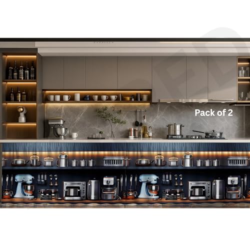 Image of Premium Sink Kitchen Curtain | Waterproof Printed Under Sink Cabinet Curtain for Kitchen Storage & Protection | Stylish Home Decor | (150 x 71 cm) (GRAINDER, Pack of 2)