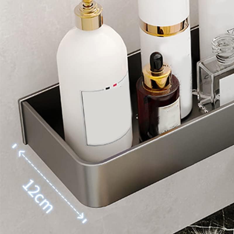 Miniatura 7 de VINGVO Estante de almacenamiento de baño, estantes flotantes de drenaje gris hueco estante de pared de baño estante flotante para el hogar,