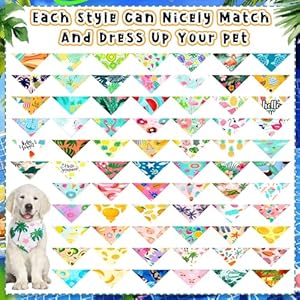   Reginary-72-Packs-Summer-Bandanas-for-Dog-Bulk-Fruit-Dog-Bandanas-Pet-Bandanas-Hawaiian-Triangle-Scarf-Bibs-Dog-Bibs-Adjustable-Dog-Bandana-for-Pet-Costume-Accessories-Classic