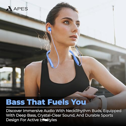 Image of APES NeckRhythm Wireless Bluetooth Neckband, 8Hrs Playtime, 10mm Drivers, Bluetooth v5.4 (Blue)
