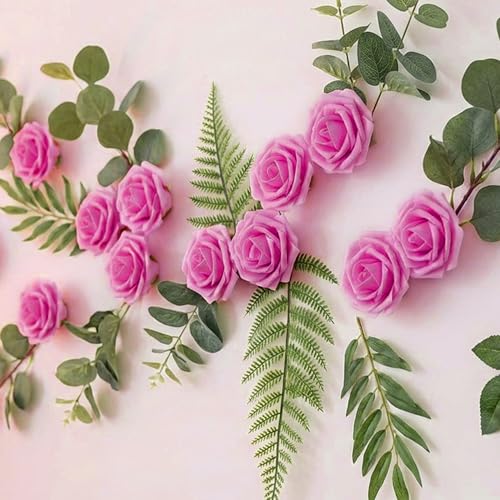 Image of 100Pcs Realistic Rose Red Artificial Rose Flower Heads, Fake Rose Red Foam Roses for DIY Wedding Decorations Baby Shower Centerpieces Home Party Valentine's Day Mother's Day Decor