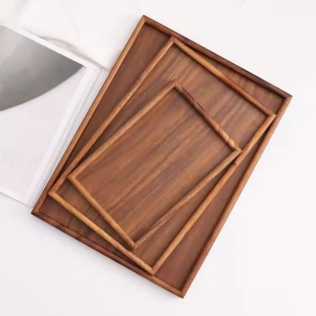 Vassoio Portata Vassoio in Legno massello da tè Rettangolare Tazza for Uso Domestico for Tazza d'Acqua Caffetteria Ristorante Dessert for Alimenti Occidentale Svuotatasche