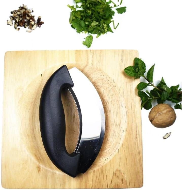 Miniatura 2 de Mezzaluna - Juego de picador y tabla de cortar, cuchillo basculante para tabla de cortar con una mano, cortador de cuchillos para picar verduras de
