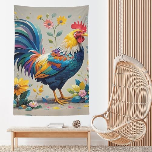 Tenture murale poule colorée pour créer un salon bohème et une chambre cosy de style vintage