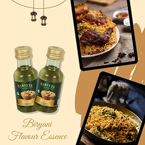Image of Harveys Flavouring Essence | Biryani, Kewra, Saffron, Cardamom | Pack of 4 | For Biryani, Kheer, Cake, Cookies, Muffins, Sweets and Many More | 28 ml x 4