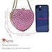 Cute Heart Shape Clutch Purse Mini Love Heart Rhinestone Wedding Handbag Party Twisted Chain Women Purse(pink)