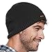 lethmik Fleece Lined Beanie Hat Mens Winter Solid Color Warm Knit Ski Skull Cap Black