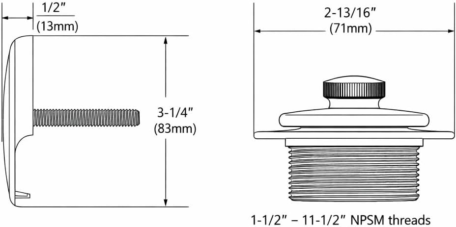 Moen Brushed Gold Push-N-Lock Tub and Shower Drain Kit with 1-1/2 Inch Threads, Plug and Overflow Cover, T90331BG
