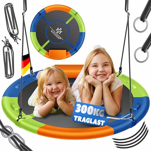 KESSER® Nestschaukel Tellerschaukel Hängeschaukel Rundschaukel Ø 100cm Schaukel bis 300kg belastbar mit Kissen & 4 Griffen verstellbar Kinderschaukel Indoor & Outdoor für Kinder & Erwachsene Bunt KESSER® Nestschaukel Tellerschaukel Hängeschaukel Rundschaukel Ø 100cm Schaukel bis 300kg belastbar mit Kissen & 4 Griffen verstellbar Kinderschaukel Indoor & Outdoor für Kinder & Erwachsene Bunt