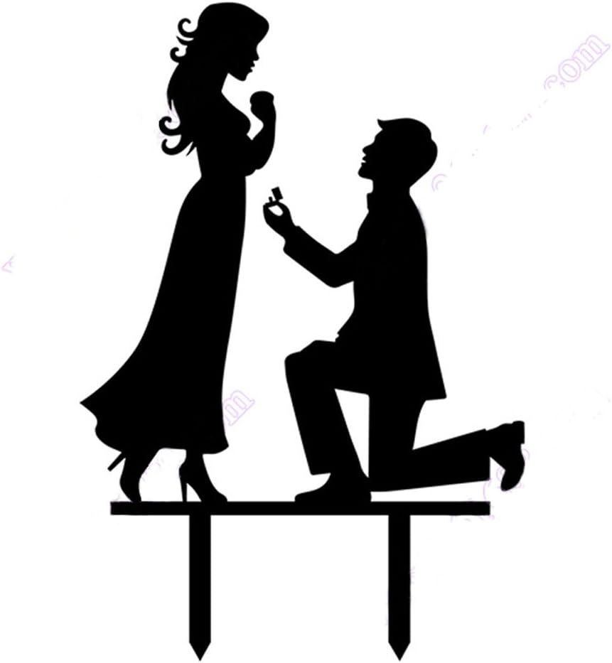 GenericJINCHENGWU Homanda Black Acrylic Marry Me Wedding Couple Wedding Decoration Cake Topper for Wedding Engagement Bridal Shower Wedding