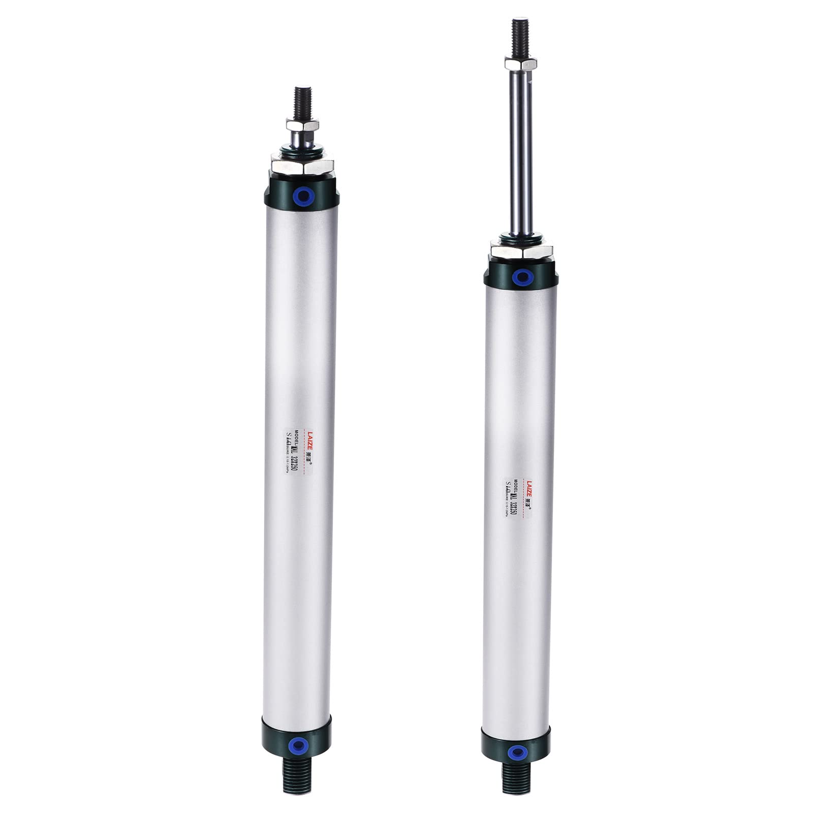 sourcing map Neumático Aire Cilindro Doble Acción MAL32X250 32mm Diámetro 250mm Carrera con Y Conector y 4uds Rápido Ajuste Juego