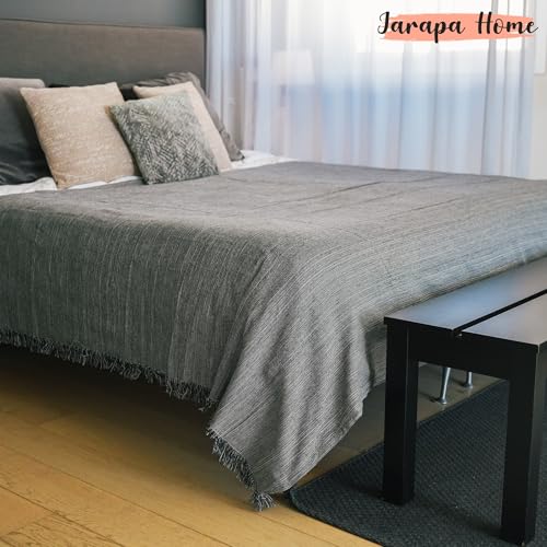 Miniatura 7 de Colcha Multiusos Plaid Sofa, Manta Foulard, Cubre Cama, Foulard Para Sofas De Algodón Y Otras Fibras Acabado De Calidad Fabricado En España. Gris Oscuro Jasp. 06, 180x260cm