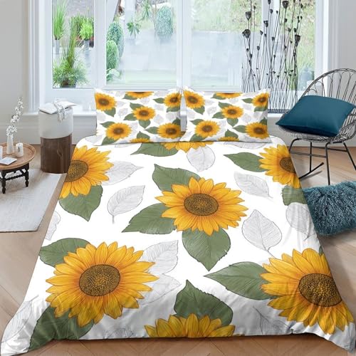 Parure de lit tournesols double pour illuminer votre chambre mansardée en été