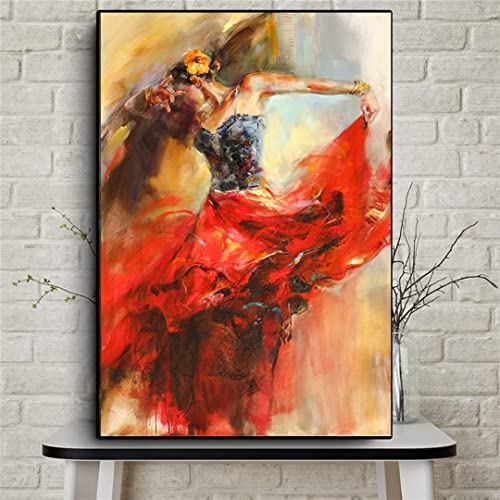 Peinture Diamant 5D Complet,Danse Flamenco Diamond Painting Grand Format Kit,Broderie Diamant Kit Complet,Tableau Perle Diamant Point De Croix,Diamant Painting...