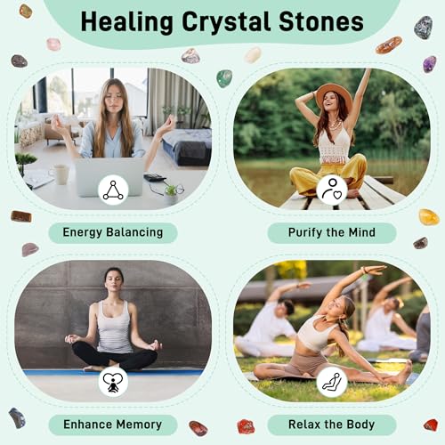 Zourglow 18 Pcs Healing Crystals Gemstones Set, Natural Polished Gem Stones, Lucky Pocket Stone for Yoga Balancing, Meditation, Reiki, Anxiety Stress Relief - Image 6