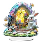 Decoración Acrílica 2D de Conejito de Pascua, Decoración de Conejito de Pascua, Estatua de Conejitos de Pascu, Figuras Acrílicas de Conejitos de Pascu, Decoracións de Interiores (B)
