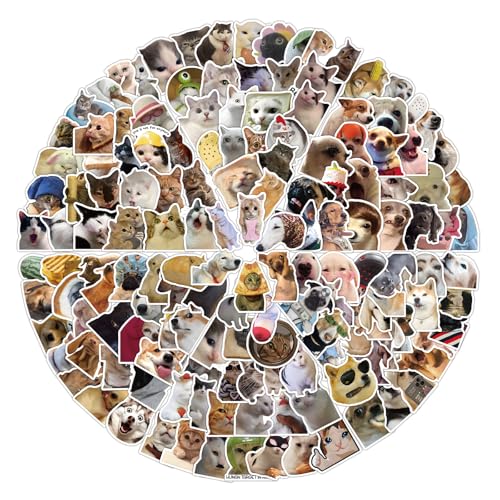 Image of 300 Pcs Funny Cat and Dog Meme Stickers Pack, Realistic Pet Vinyl Stickers for Teens Adults, Waterproof Decals for Laptop, Water Bottle, Phone, Scrapbook
