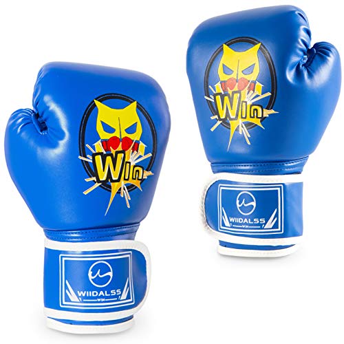 WIIDALSS Kids Boxing Gloves, Boxing Gloves for Kids 5-12, Youth Boxing Gloves for Punching Bag Kickboxing Muay Thai, Blue