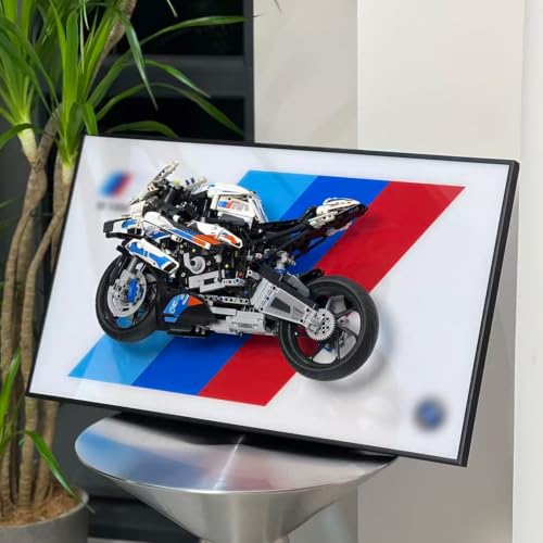 Image of iLuane Display Wallboard for LEGO Technic BMW M 1000 RR 42130 Motorcycle Model Kit, Adult Collectibles Wall Mount, Home or Office Decor (No Car Included)
