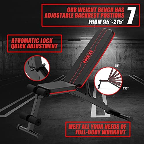 HITOSPORT Weight Bench, Adjustable Weight Bench, Strength Training
