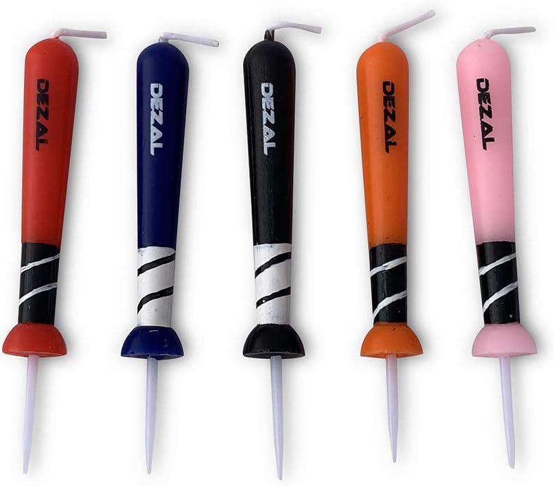 DEZAL Orange Baseball Bat and Softball Bat Candles (6 Pack) for Baseball Birthday Party Supplies and Decorations – Cupcake and Birthday Cake Topper Candles for Softball Fastpitch and Baseball Fans