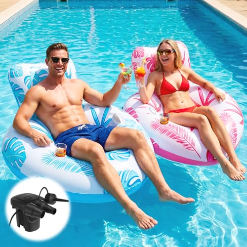 Inflatable Pool Float with Built-in Air Pump