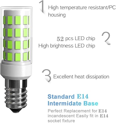 Miniatura 4 de Bombillas LED E14, paquete de 3 bombillas E14 con base de tornillo europea para lámpara de vela de ventana eléctrica, bombilla de nevera E14,