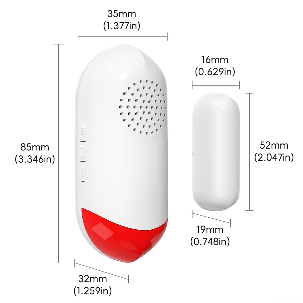 Capteur de porte WiFi avec alarme sonore, détection en temps réel, paramètres vocaux, contrôle du volume pour capteur de porte WiFi intelligent Tuya Smart WiFi alarme de sécurité télécommande (Tuya