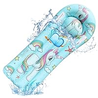 Hillylolly Bodyboard Kinder, Surfbrett Kinder Bodyboard, Schwimmbrett Kinder, Aufblasbares Bodyboard mit Griffen für Wasserrutschmatte, Wasserrutschbahn, Strand, Sprungbrett Pool-110*40cm (Einhorn)