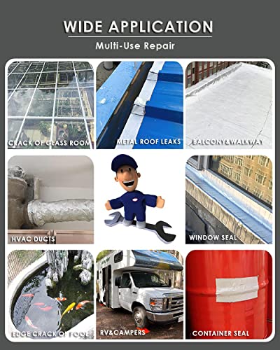 Desidear Waterproof Tape For Leaks,Upgraded Butyl Tape 2" W X 16.4'L X 1.5Mmt, Waterproof Patch & Seal Tape For Plastic And Metal Repairs, Multi-Use Repair For Rv Roof/Pools/Boat&Pipe Sealing/Hvac #TOP2