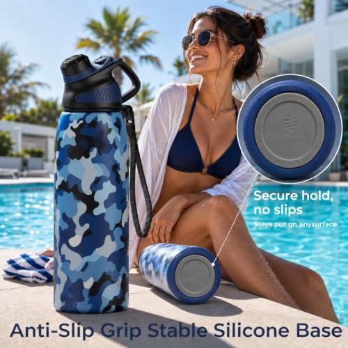 Image of 32 oz Insulated Stainless Steel Water Bottle No Straw Magnetic Lid