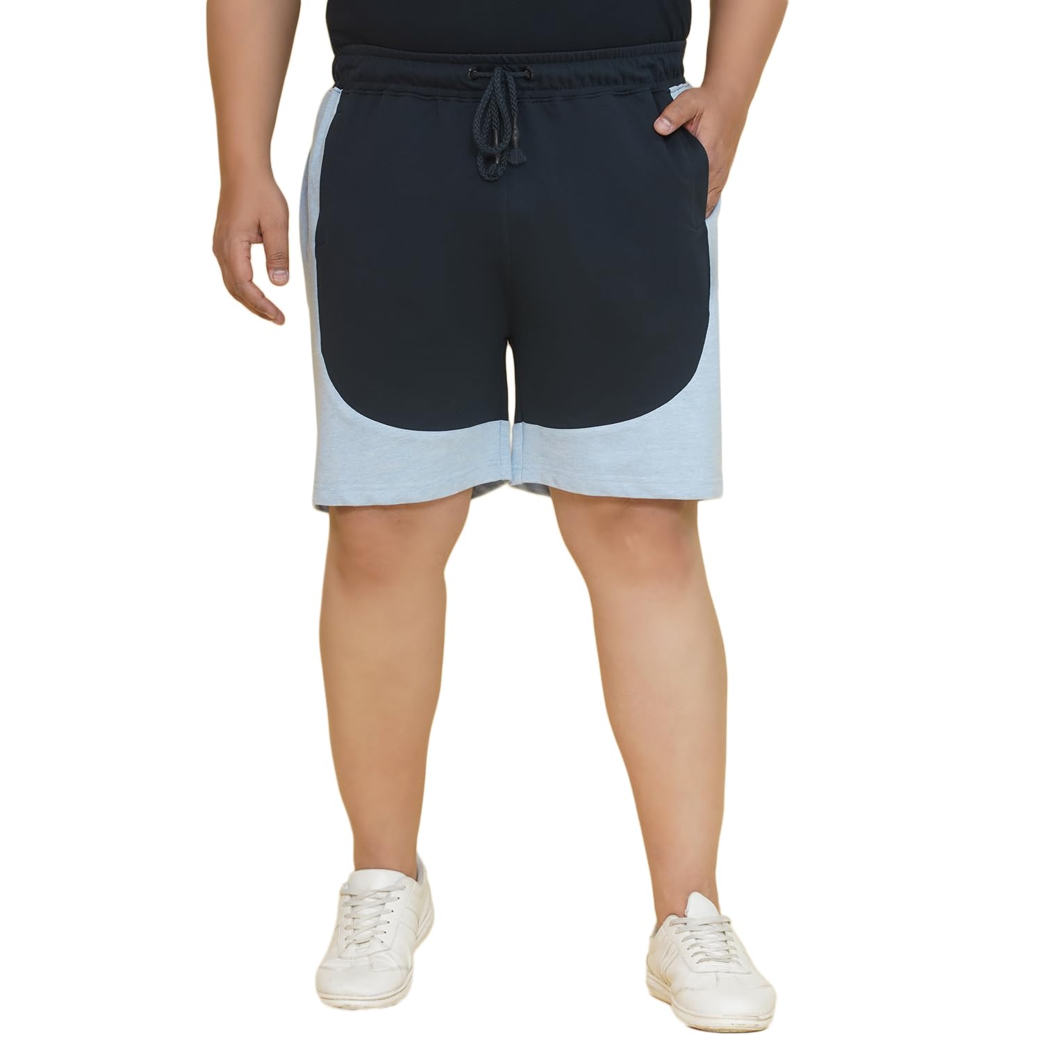 john pride Plus Size Men Regular Fit Colourblocked Blue Knee Length Regular Shorts (JPSOK13032_Blue)-picture-20