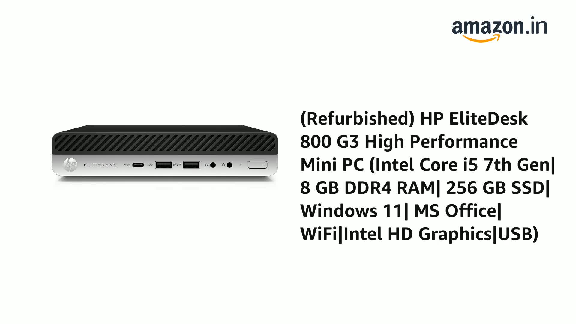 Refurbished) HP EliteDesk 800 G3 High Performance Mini PC (Intel