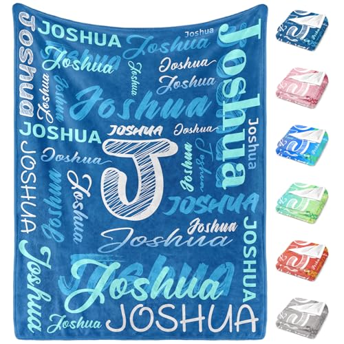 Image of Personalized Baby Blanket with Name, Custom Name Blanket for Kids Soft Flanne Blankets in Easter Personalized Baby Gifts for Infant Newborn Shower (Rainbow)
