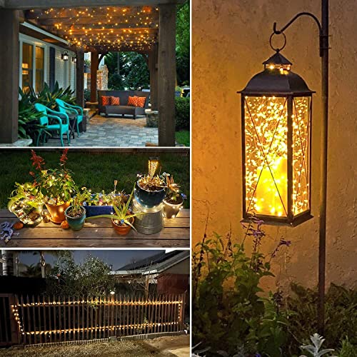 Qitong Warm White Solar Fairy Lights Outdoor Waterproof, 2 Pack Each 33Ft 100 Led Solar String Lights, 8 Modes Copper Wire Solar Christmas Twinkle Lights For Garden Yard Patio Fence Decoration #TOP3