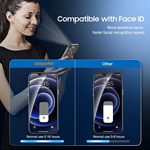 UniqueMe [2+2 Pack] Compatible with iPhone 12 Pro Max Privacy Screen Protector, Tempered Glass 6.7-inch and Camera lens Protector, Anti Spy [Easy Installation Frame] [Precise Cutout] Bubble Free - Thumbnail 7