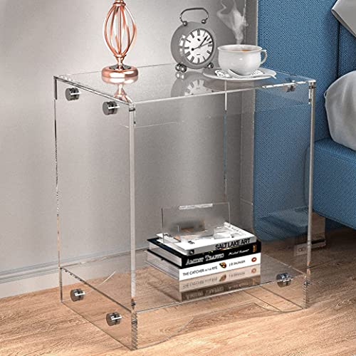 Gekko And Co. Acrylic Side Table, Acrylic Nightstand With Storage - Clear Night Stand, Coffee Table, Clear End Table For Bedroom, Living Room, Home Office, Hallway, Bathroom (Single-Tone Clear) #TOP4