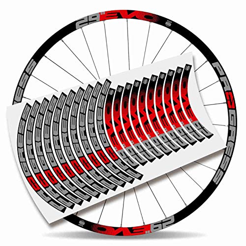 Kit Pegatinas Bicicleta Stickers LLANTA Rim Progress EVO 29' MTB BTT B (Rojo y Gris)