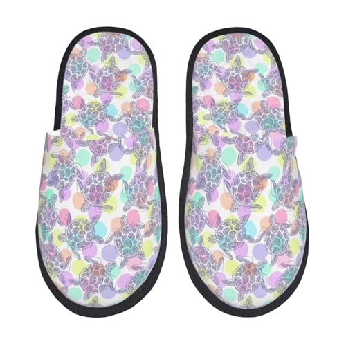 Sea Turtles Print Women'S Fuzzy Slip On Indoor Outdoor Winter House Slippers