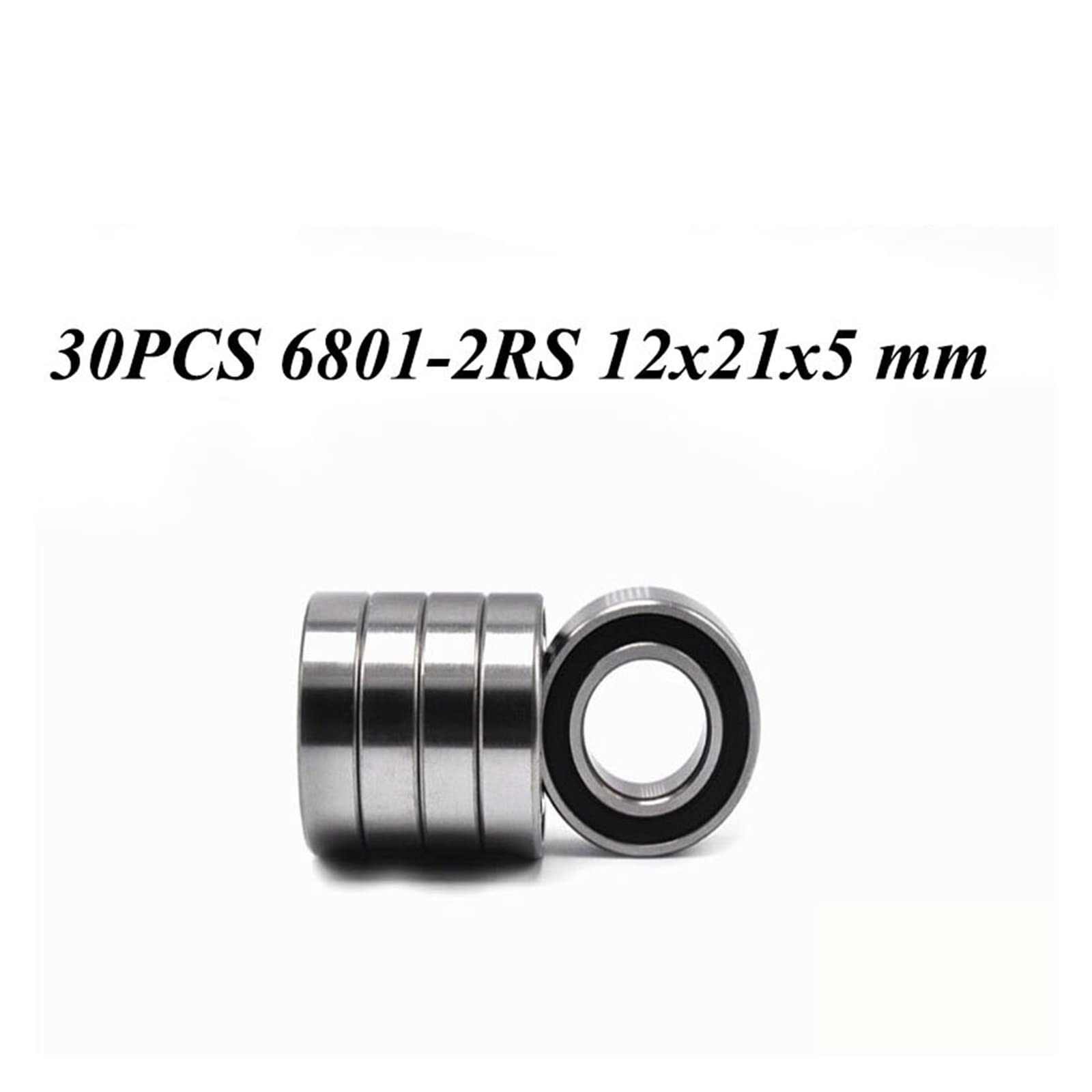 30 Uds ABEC-5 6801-2RS 6801RS 6801 2RS RS 12x21x5mm Sello de Goma de Pared Delgada rodamiento rígido de Bolas Perfection (Size : 6801-2RS, Color : ABEC 3)