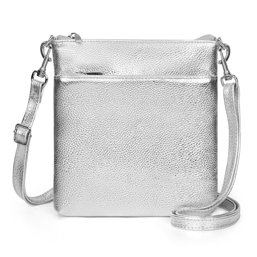 befen Bolsas transversais pequenas de couro genuíno para mulheres, bolsas transversais leves com alça de ombro ajustável, A01 - prata