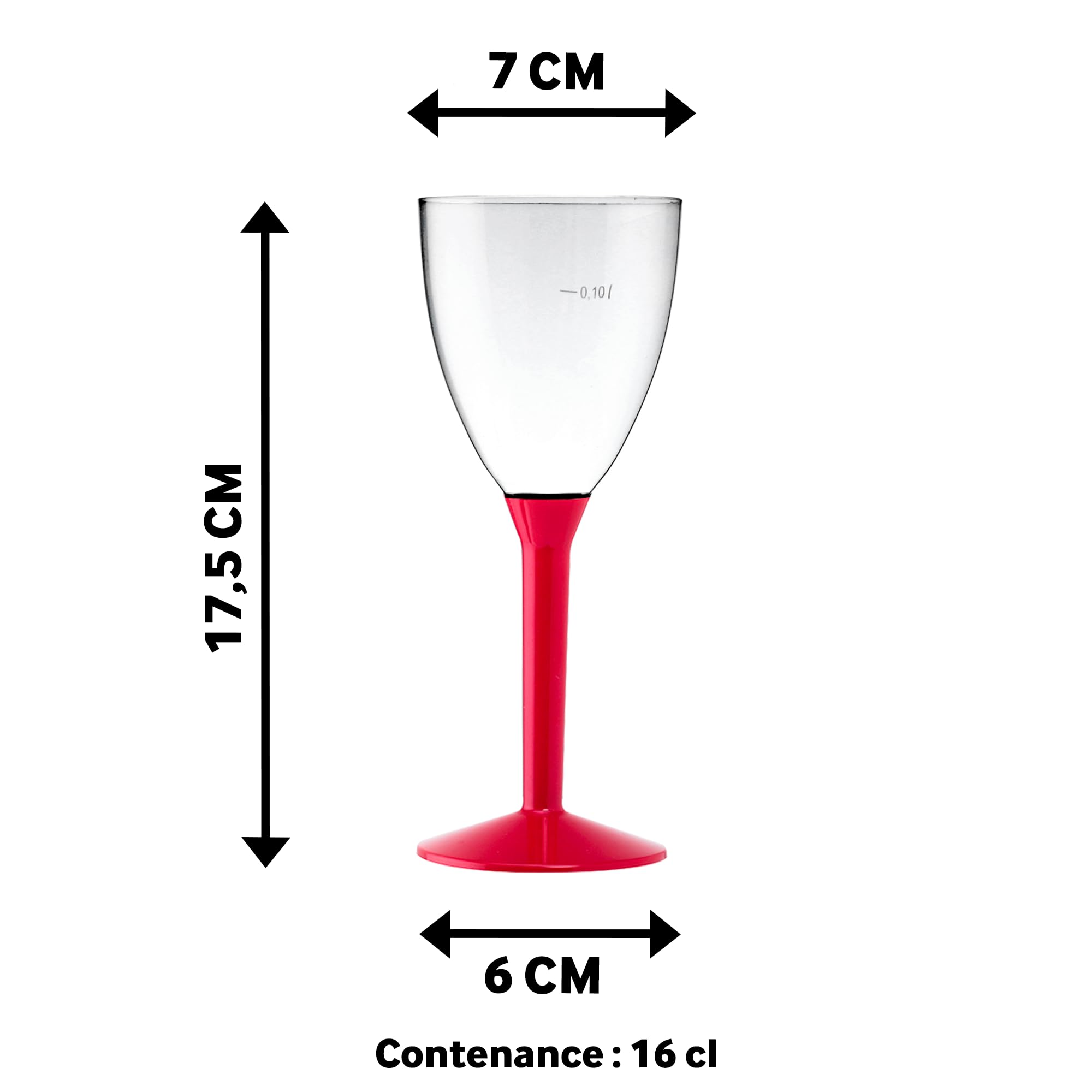 Lot De 50 Verres à Vin Plastique Réutilisables 17cl - à Pied Transparent - Pour Fêtes, Mariage Verres Plastique Réutilisables 17cl